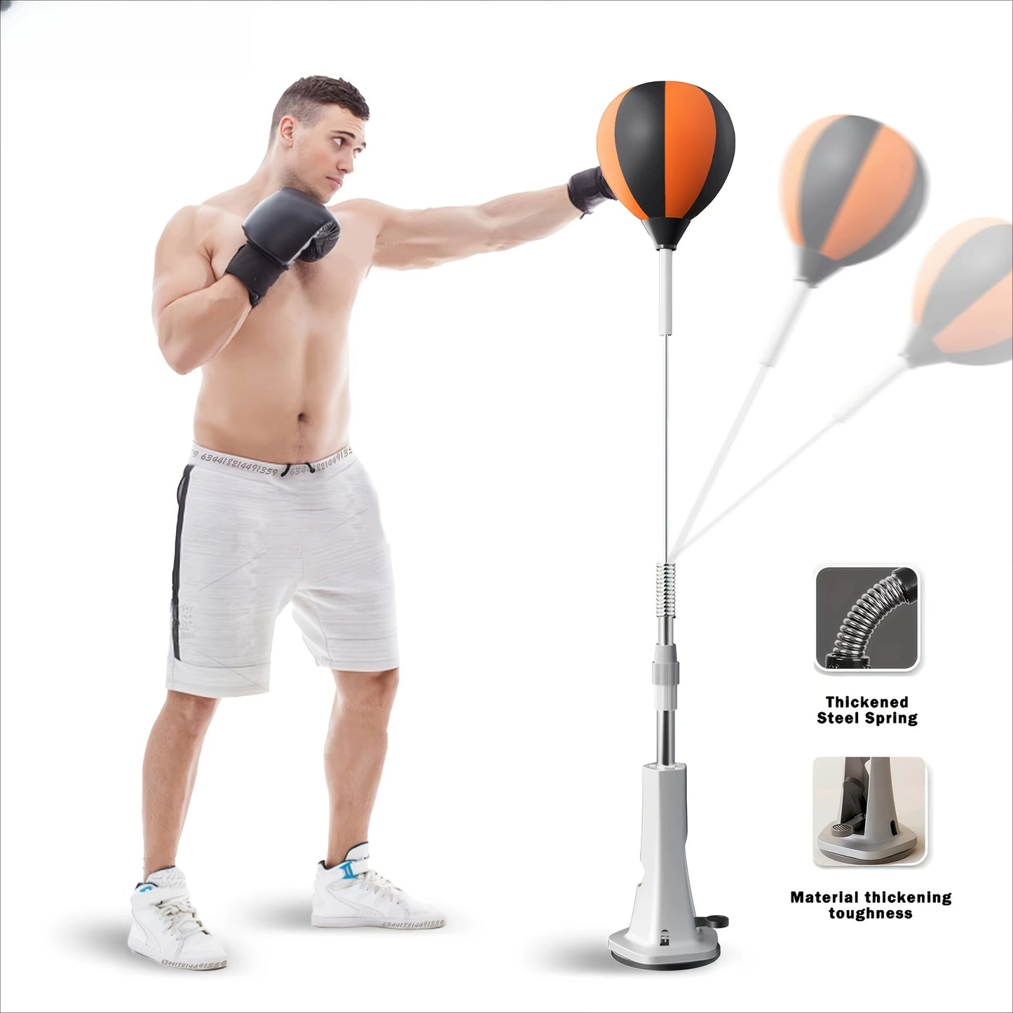 1Pc Height Adjustable Boxing Speed Training Ball- Durable PU Material Suitable for Home and Gym Reflexes and Hand-Eye Coordinati